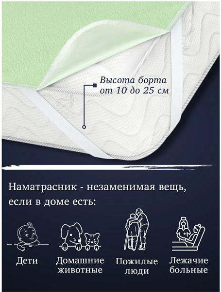Наматрасник непромокаемый на резинках с мембранным покрытием AQUASTOP