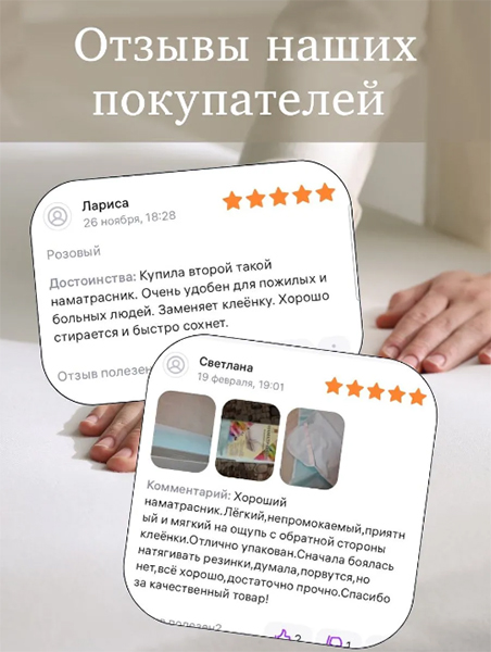 Наматрасник непромокаемый на резинках с мембранным покрытием AQUASTOP